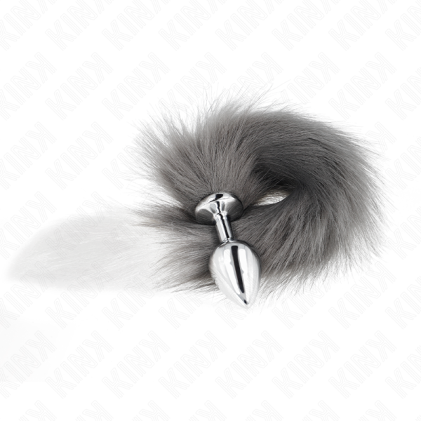 KINK - ANAL PLUG SIZE M 8 X 3.5 CM WITH SYNTHETIC TAIL 40 CM GREY AND WHITE - Image 2