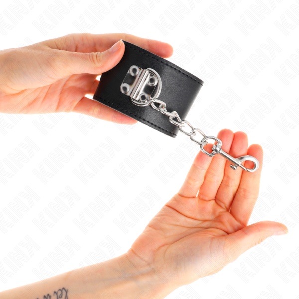 KINK - WRIST RESTRAINTS WITH PADLOCK CLOSURE BLACK ADJUSTABLE 16-23 CM X 5.5 CM - Image 3