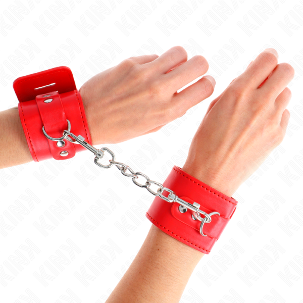 KINK - WRIST RESTRAINTS WITH PADLOCK CLOSURE RED ADJUSTABLE 16-23 CM X 5.5 CM - Image 4