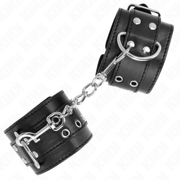 KINK - DOUBLE BUCKLE WRIST RESTRAINTS BLACK ADJUSTABLE 19-26 CM - Image 2