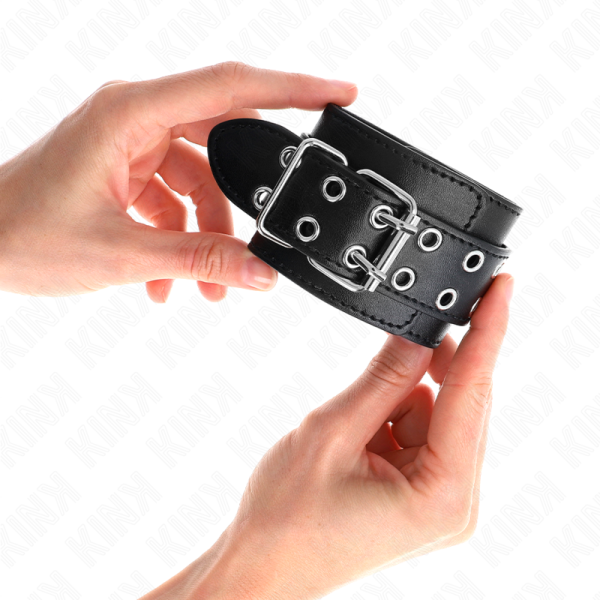 KINK - DOUBLE BUCKLE WRIST RESTRAINTS BLACK ADJUSTABLE 19-26 CM - Image 3