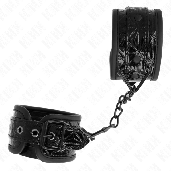 KINK - DIAMOND PATTERN WRIST RESTRAINTS BLACK ADJUSTABLE 17-26 CM X 5.5 CM - Image 2