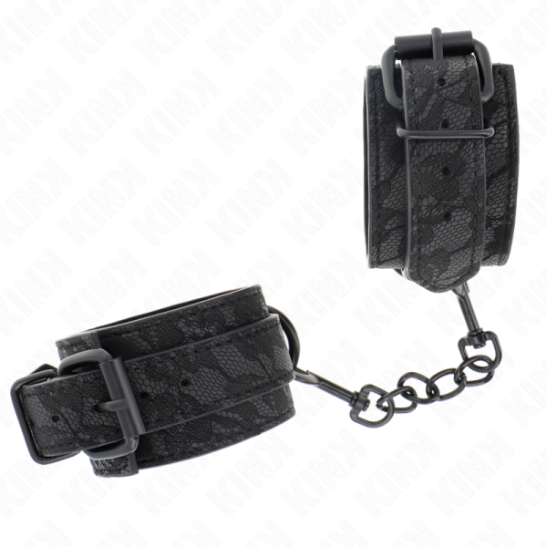 KINK - DARK LACE COVERED WRIST CUFFS ADJUSTABLE BLACK 19-26 CM - Image 2