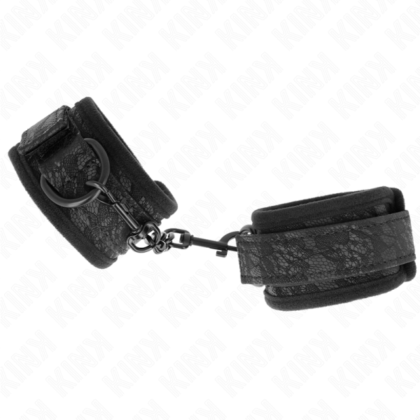 KINK - DARK LACE COVERED WRIST CUFFS NEOPRENE ADJUSTABLE BLACK 20-29 CM X 5 CM - Image 2