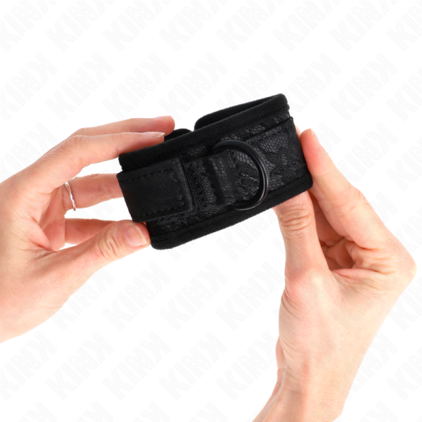 KINK - DARK LACE COVERED WRIST CUFFS NEOPRENE ADJUSTABLE BLACK 20-29 CM X 5 CM - Image 3