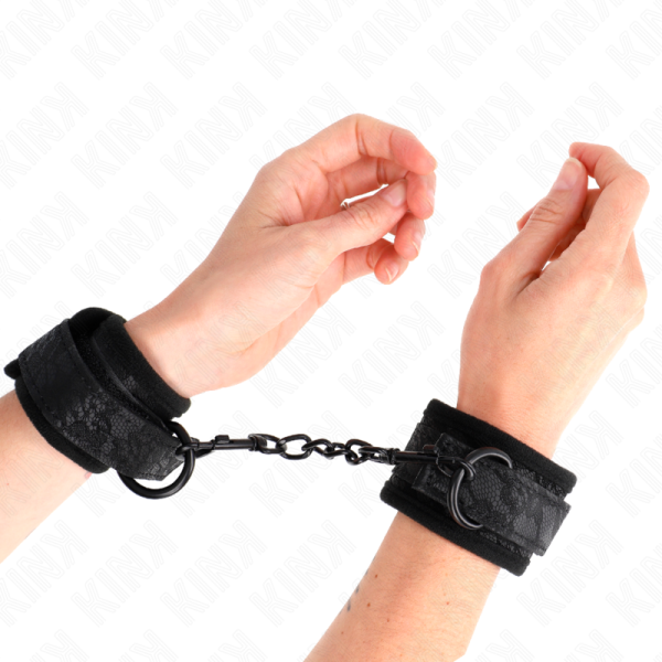 KINK - DARK LACE COVERED WRIST CUFFS NEOPRENE ADJUSTABLE BLACK 20-29 CM X 5 CM - Image 4