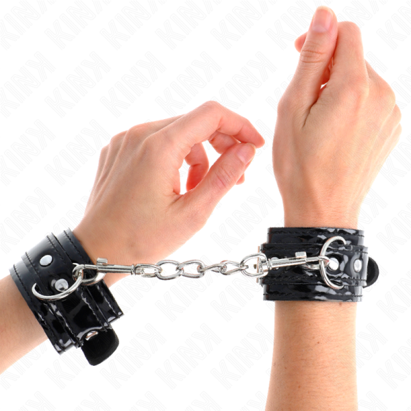 KINK - SHINY NEOPRENE WRIST CUFFS ADJUSTABLE 17-24 CM X 4.5 CM - Image 4
