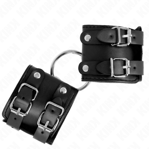 KINK - FIXED WRIST RESTRAINTS WITH RING AND STUDS ADJUSTABLE BLACK 17-22 CM X 6.5 CM - Image 2