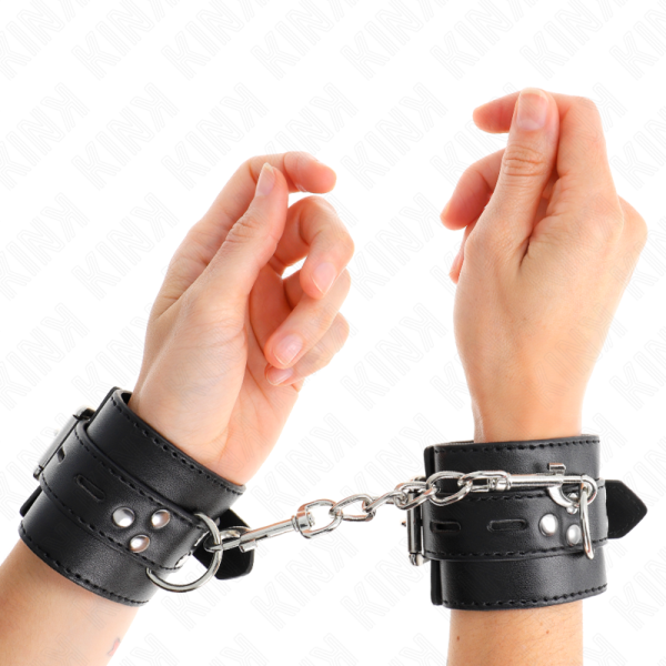 KINK - WRIST RESTRAINTS BLACK WITH BLACK BELT ADJUSTABLE 17-28 CM X 6 CM - Image 4