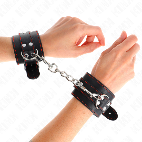 KINK - WRIST RESTRAINTS BLACK WITH RED LINING ADJUSTABLE 20-28 CM X 5.5 CM - Image 3