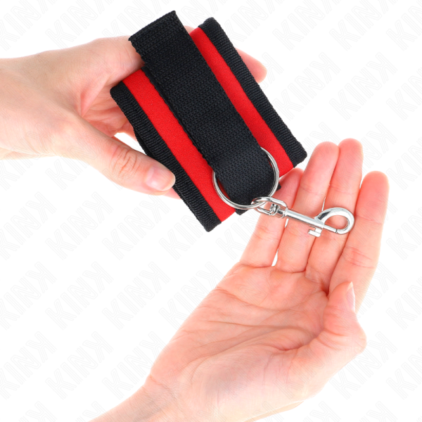 KINK - NYLON BIND HOOKLOOP WRIST RESTRAINTS RED-BLACK MODEL 2 ADJUSTABLE 18-35 CM X 6 CM - Image 3