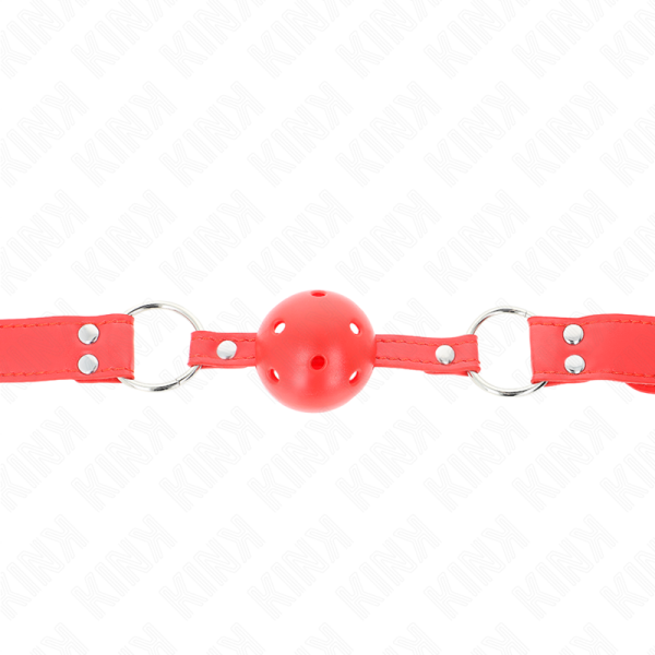 KINK - COMPLETE RED HOLLOW HARD BALL GAG 62 x 2 CM - Image 3