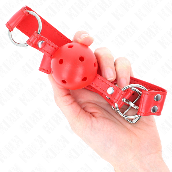 KINK - COMPLETE RED HOLLOW HARD BALL GAG 62 x 2 CM - Image 4