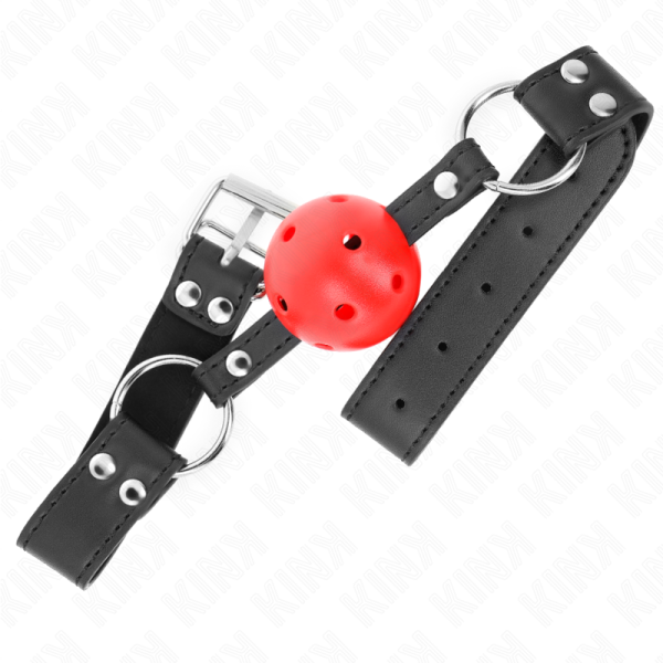 KINK - BREATHABLE BALL 4 CM GAG WITH DOUBLE RIVET LEATHER 62.5 x 2.5 CM ADJUSTABLE 42-58 CM - Image 2