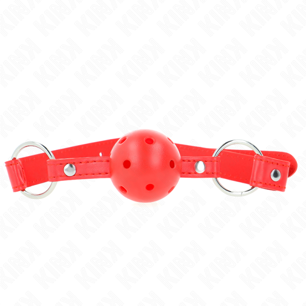 KINK - BREATHABLE BALL 4 CM GAG WITH DOUBLE RIVET MODEL 1 RED 62.5 x 2.5 CM ADJUSTABLE 42-58 CM - Image 3