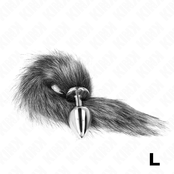 KINK - ANAL PLUG SIZE L 10 X 4 CM WITH SYNTHETIC TAIL 40 CM GREY - Image 2