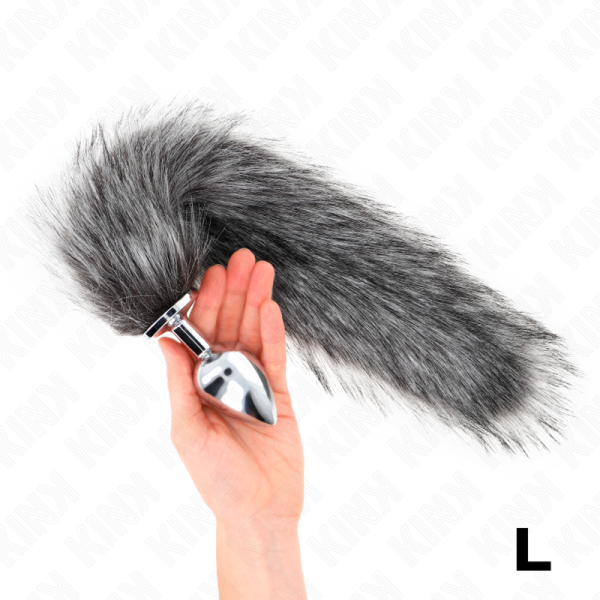 KINK - ANAL PLUG SIZE L 10 X 4 CM WITH SYNTHETIC TAIL 40 CM GREY - Image 4
