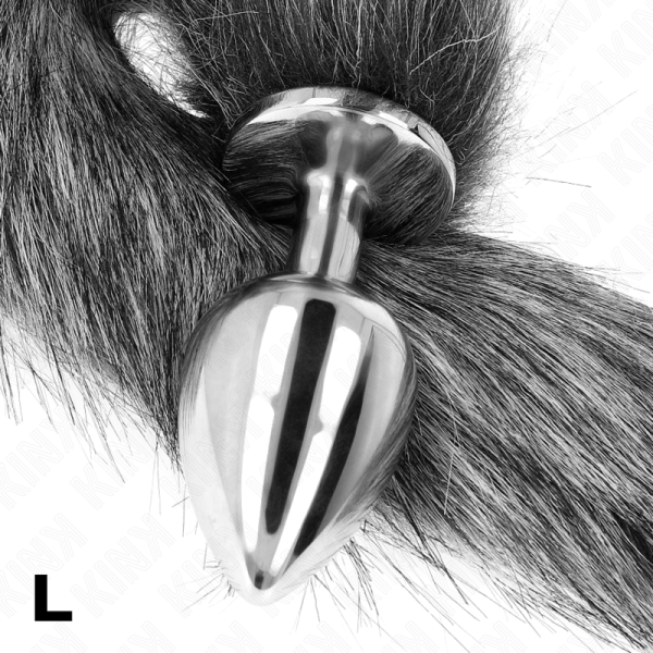 KINK - ANAL PLUG SIZE L 10 X 4 CM WITH SYNTHETIC TAIL 40 CM GREY - Image 3