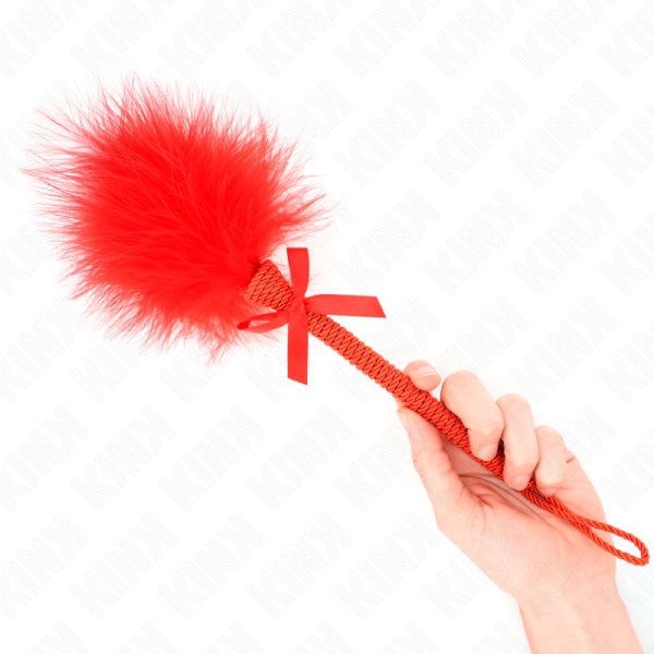 KINK - NYLON ROPE WAND WITH TICKLE FEATHERS AND RED BOW 25 CM - Image 2