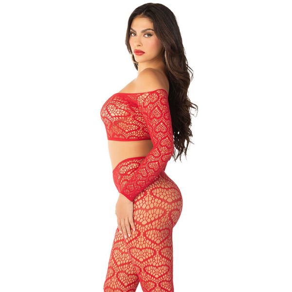 LEG AVENUE - CROP TOP + STOCKINGS RED ONE SIZE - Image 3
