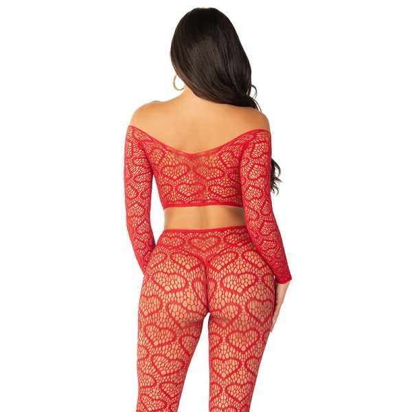 LEG AVENUE - CROP TOP + STOCKINGS RED ONE SIZE - Image 5