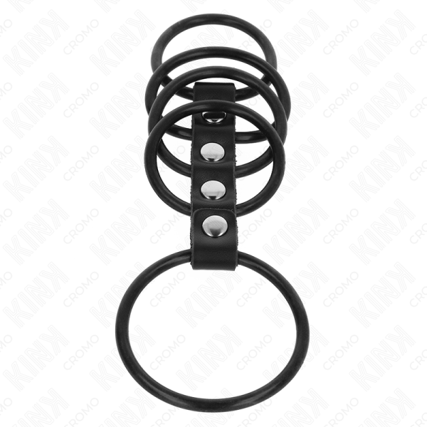 KINK - 5 SILICONE PENIS RINGS 3.8 CM TO 4.8 CM CONNECTED BY LEATHER - Image 4