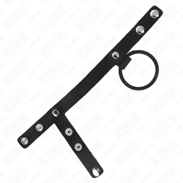 KINK - SILICONE PENIS RING 3.8 CM WITH BALL DIVIDER AND LEATHER STRAP 22 X 1.5 CM - Image 4