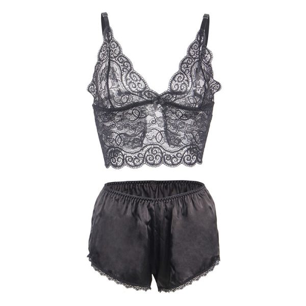 SUBBLIME - 953911 SILK AND LACE NIGHTGOWN + PANTIES BLACK S/M - Image 5