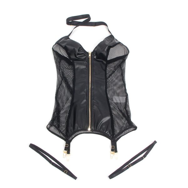 SUBBLIME - 954451 SEXY MESH DRESS LEATHER BLACK L/XL - Image 5