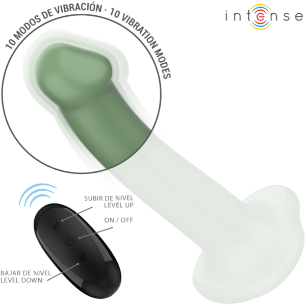 INTENSE - BECCA VIBRATOR WITH SUCTION CUP 10 VIBRATIONS GREEN REMOTE CONTROL - Image 3