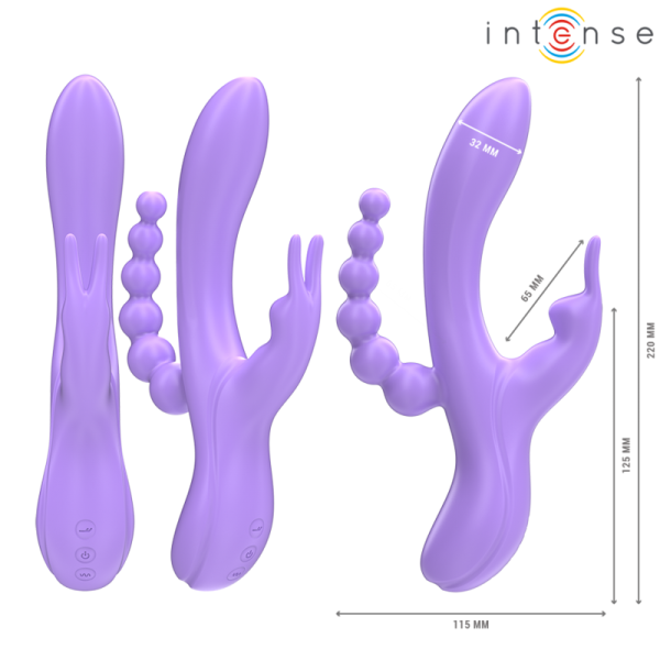 INTENSE - MIKO TRIPLE VIBRATOR RABBIT  STIMULATOR  ANAL 7 VIBRATIONS PURPLE - Image 2