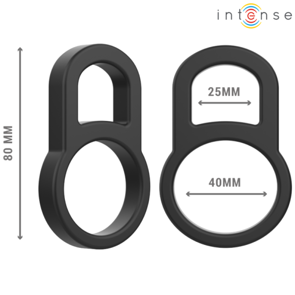 INTENSE - BOBBY DOUBLE SILICONE PENIS RING BLACK - Image 3