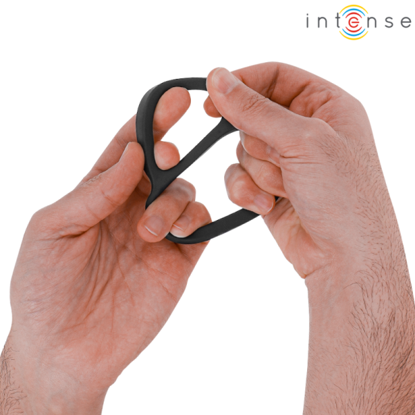 INTENSE - BOBBY DOUBLE SILICONE PENIS RING BLACK - Image 4