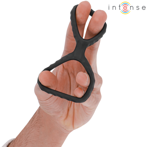 INTENSE - DEWEY DOUBLE SILICONE PENIS RING BLACK MODEL 2 - Image 4
