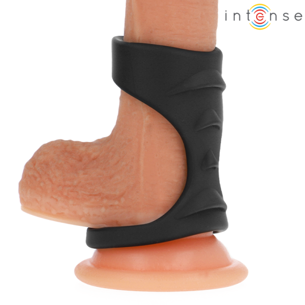 INTENSE - THEO DOUBLE SILICONE PENIS RING BLACK MODEL 3 - Image 2
