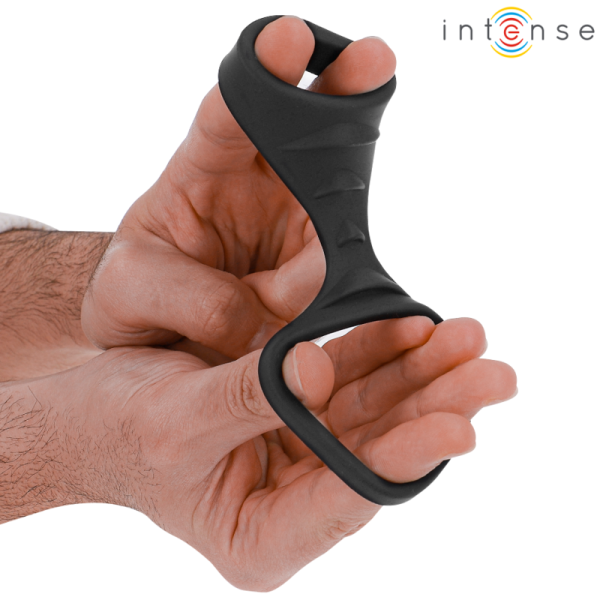 INTENSE - THEO DOUBLE SILICONE PENIS RING BLACK MODEL 3 - Image 4