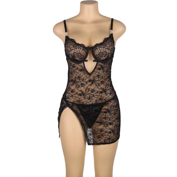 SUBBLIME - 954185 LACE BABYDOLL WITH ADJUSTABLE STRAPS BLACK S/M - Image 3