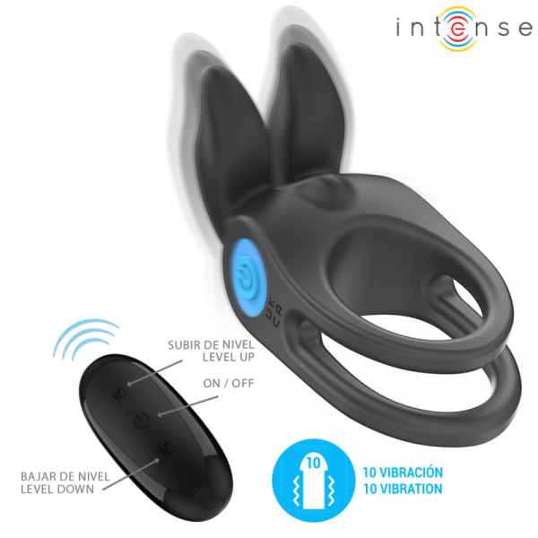 INTENSE - SAM VIBRATOR DOUBLE PENIS RING 10 VIBRATIONS BLACK - Image 3