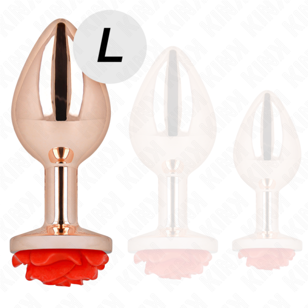 KINK - PINK GOLD ANAL PLUG WITH RED ROSE L - Image 2