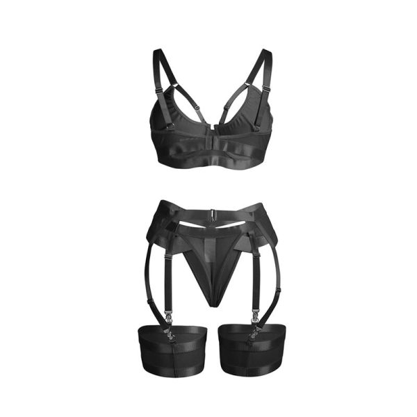SUBBLIME - 955243 BLACK BONDAGE BRA WITH GARTER SET L/XL - Image 5