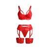 SUBBLIME - 955250 RED BONDAGE BRA WITH GARTER SET S/M