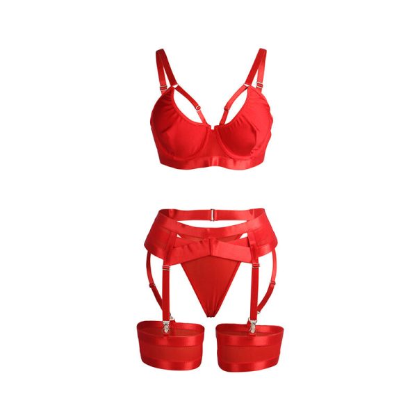 SUBBLIME - 955250 RED BONDAGE BRA WITH GARTER SET S/M - Image 5