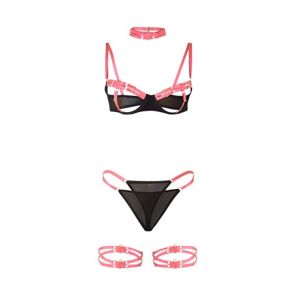 SUBBLIME - 955298 BRA SET WITH NECKLACE AND LEG DETAILS FLUORESCENT PINK S/M - Image 5