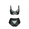 SUBBLIME - 955564 GREEN PATENT LEATHER MESH ZIPPER BRA SET L/XL