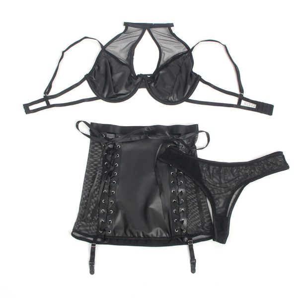 SUBBLIME - 957582 CONJUNTO SUJETADOR Y FALDA DE CUERO NEGRO S/M - Image 4