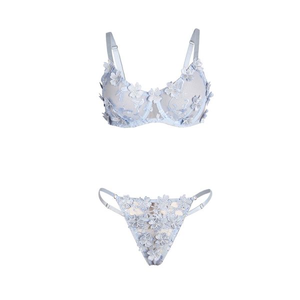 SUBBLIME - 957629 CONJUNTO SUJETADOR Y PANTIES CON BORDADOS DE FLORES CELESTE S/M - Image 5