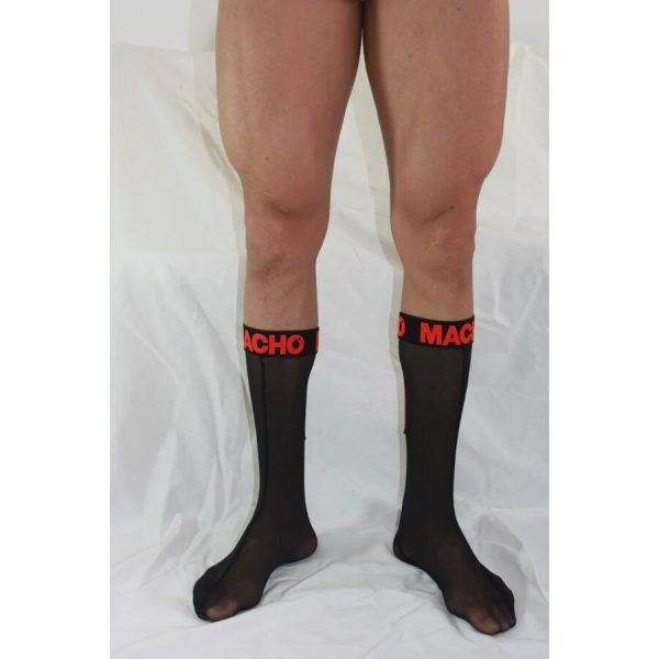 MACHO - THIN SOCKS ONE SIZE BLACK/RED - Image 4
