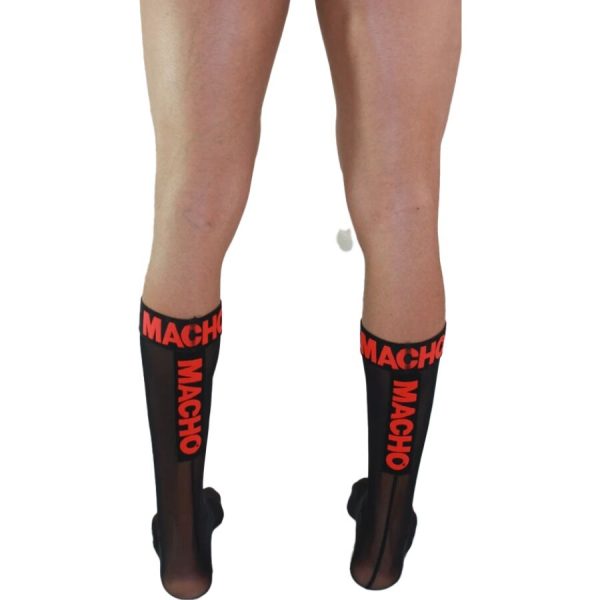 MACHO - THIN SOCKS ONE SIZE BLACK/RED - Image 2