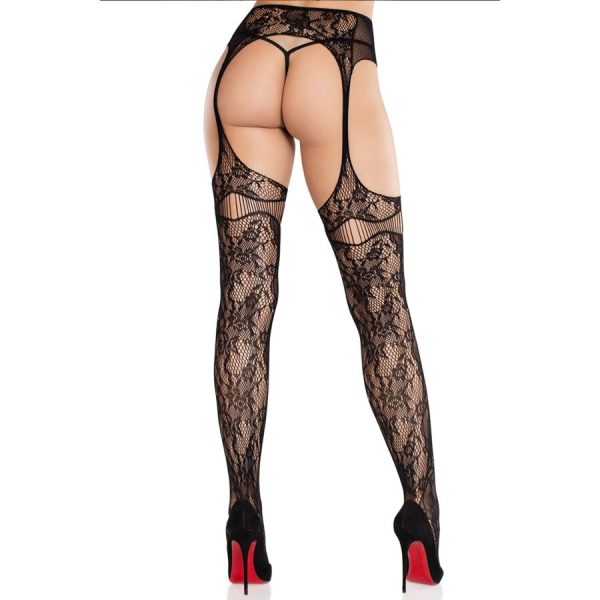 LEG AVENUE - LACE STOCKINGS WITH GARTERS BLACK - Image 2