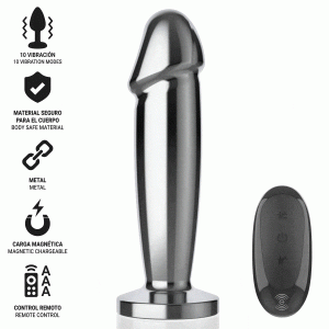INTENSE - ANAL PLUG 10 VIBRATIONS METAL DILDO WITH REMOTE CONTROL S